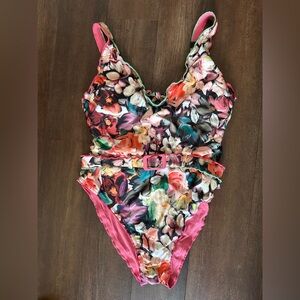 BECCA Floral One Piece with Pink Accents